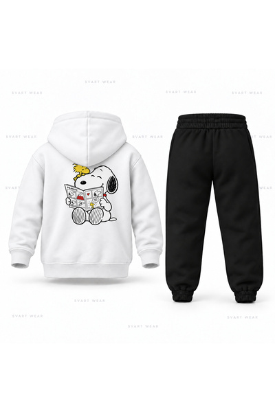 SVART WEAR طقم بدلة رياضية للأطفال مطبوع عليه رسوم متحركة سنوبي