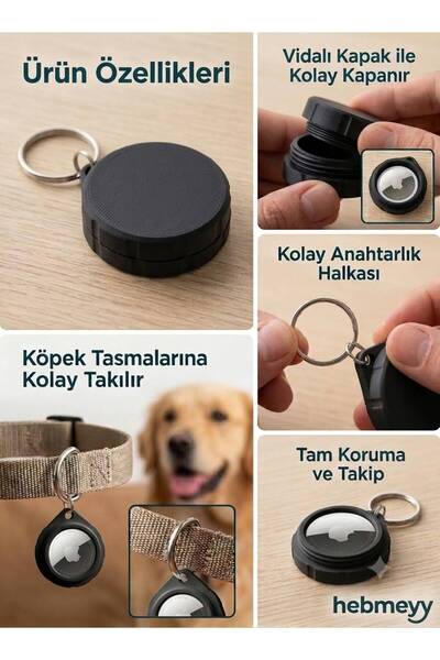 hebmeyy Airtag Yuvalı Plastik Vidalı Kapak Düşmeyen Kedi Ve Köpek Tasması Air...