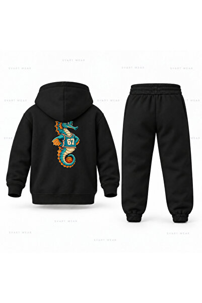 SVART WEAR طقم بدلة رياضية للأطفال بطبعة Six Seven 67 Denizati مع قلنسوة