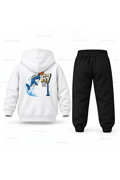 SVART WEAR طقم بدلة رياضية للأطفال بطبعة الحوت من Six Seven 67