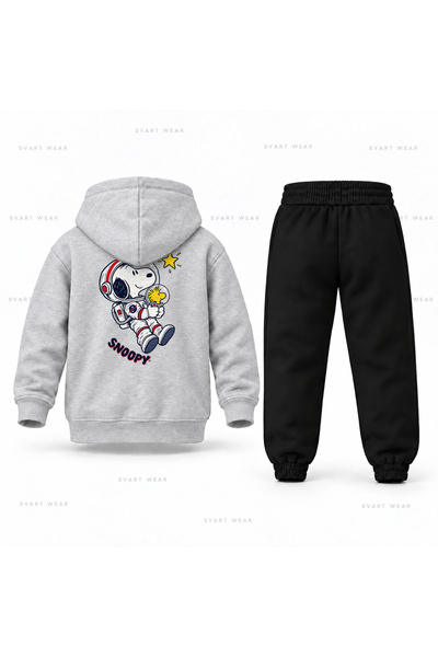 SVART WEAR Σετ παιδικής φόρμας με κουκούλα με στάμπα Snoopy Astronaut Friends