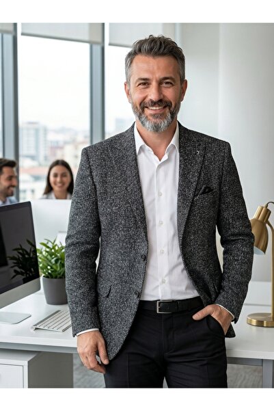 dml giyim Çift düğmeli yünlü ceket