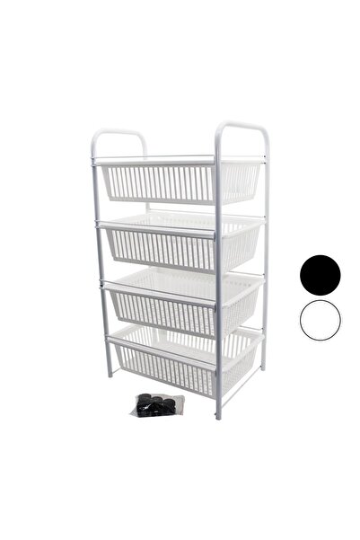 Lalezar LZR-506 Sebzelik ve Meyvelik 4 Katlı Tekerlekli Metal Kasa Çekmeli Se...