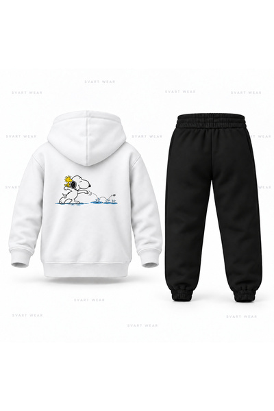 SVART WEAR طقم بدلة رياضية للأطفال مطبوع عليه سنوبي تاس سيكتشينج هودي