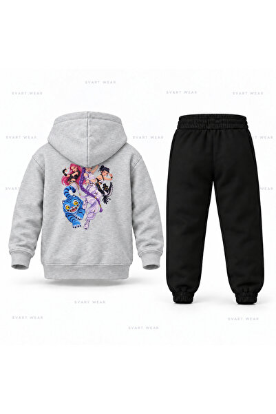 SVART WEAR طقم بدلة رياضية للأطفال مطبوع عليه شعار KPop Demon Hunters Rumi Ku...