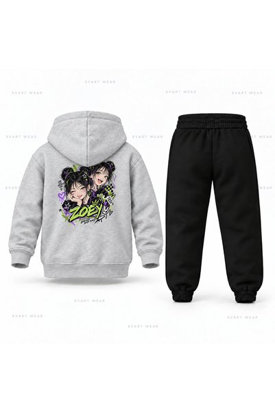 SVART WEAR Kpop Demon Hunters Zoey Portrait Double Printed Children's Hooded ...