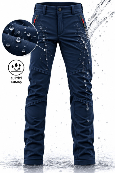Boodie Erkek Kışlık İçi Polarlı Rüzgar Geçirmez Su İtici Likralı Softshell Pa...