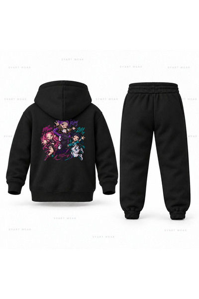 SVART WEAR طقم بدلة رياضية للأطفال مطبوع عليه KPop Demon Hunters Uclu Zipla