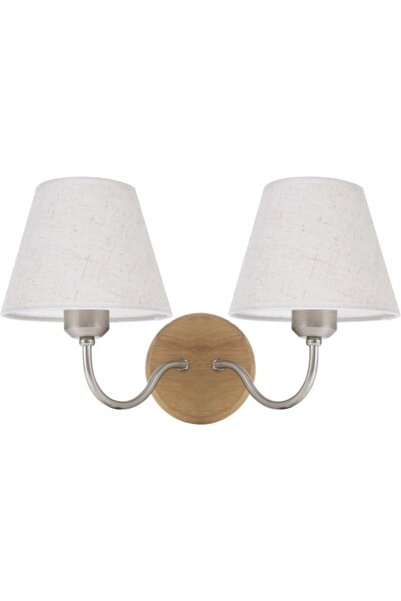 Klausen Corp de iluminat Fausta 2xE27, gri + lemn + crom, IP20