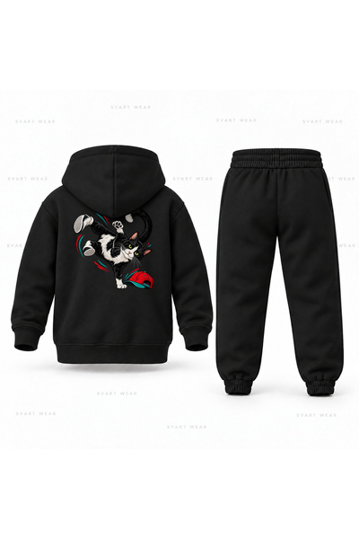 SVART WEAR طقم بدلة رياضية للأطفال مطبوع عليه Six Seven 67 Raccoonless Cat