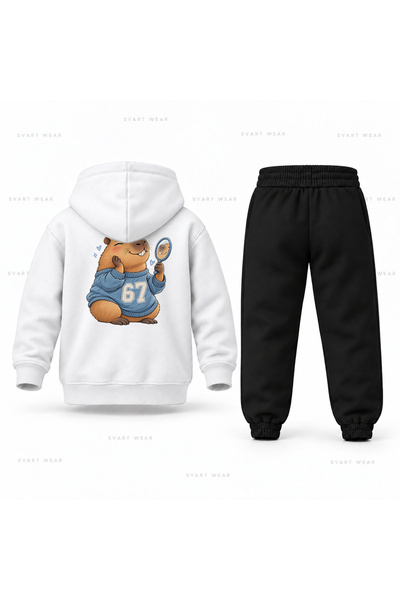 SVART WEAR طقم بدلة رياضية للأطفال مطبوع عليها صورة سيلفي مضحكة من Six Seven ...