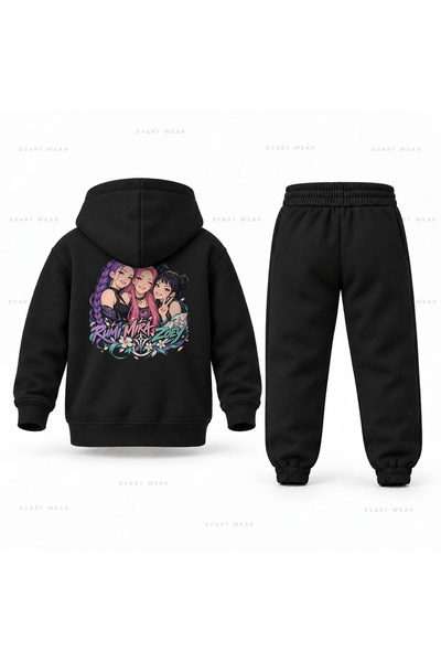 SVART WEAR طقم بدلة رياضية للأطفال مطبوع عليها KPop Demon Hunters Huntrix Dos...