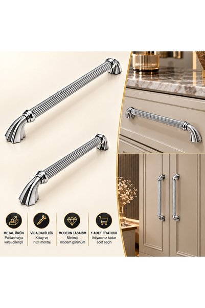 alacalı metal&mobilya aksesuarları A-KROM PENÇE AYAK KROM ÇİZGİLİ BORU DOLAP-...