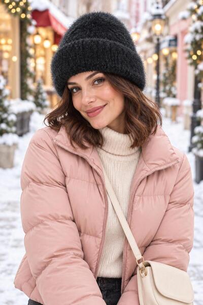 Wearflawless Beretă moale pentru femei, cu design pliat, la modă și elastică