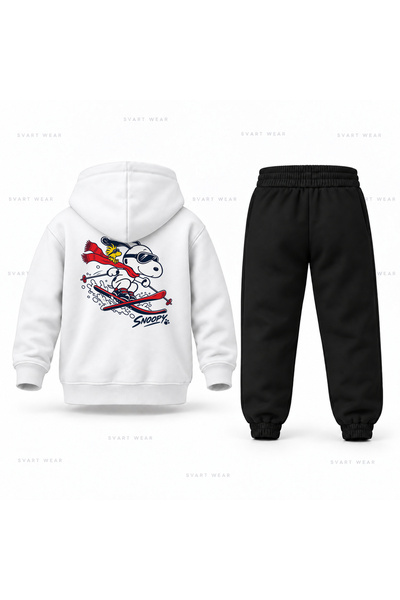 SVART WEAR طقم بدلة رياضية للأطفال مطبوع عليه سنوبي كار سويجي