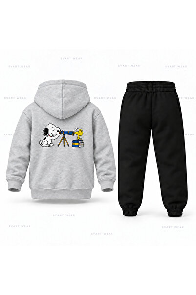 SVART WEAR Σετ παιδικής φόρμας με κουκούλα με στάμπα Snoopy Telescope