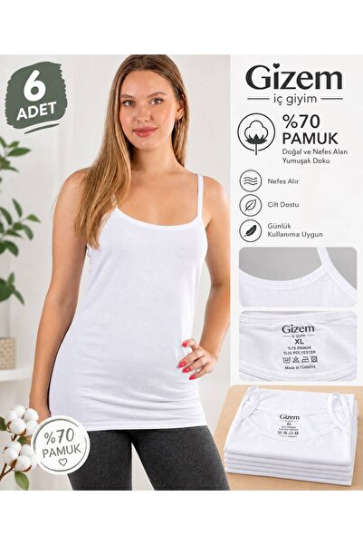 Gizem iç giyim 6'LI PAKET İP ASKILI ATLET AVRUPA KALIP