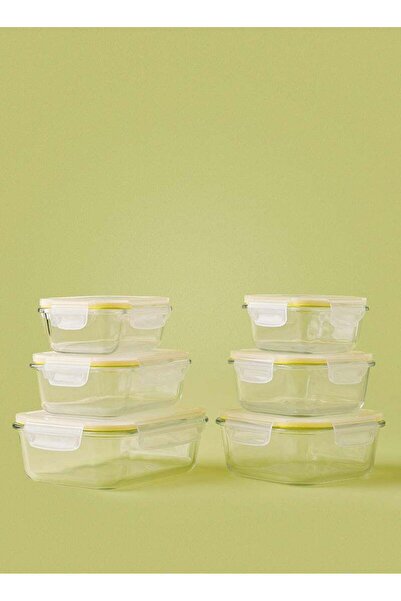 Arabest 6 Piece Borosilicate Glass Food Container Set