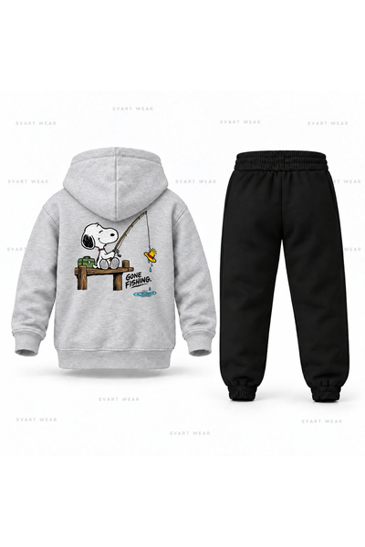 SVART WEAR طقم بدلة رياضية للأطفال بطبعة سنوبي فيشينج مان