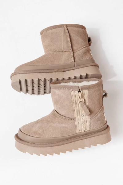 Zaira Ghete fete îmblanite khaki din piele naturala intoarsa Anita #30478 - 31