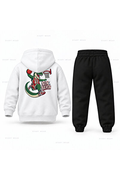 SVART WEAR طقم بدلة رياضية للأطفال مطبوع عليه Six Seven 67 Dino Smac