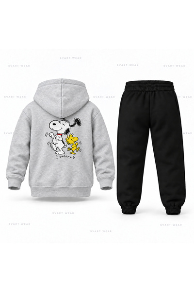 SVART WEAR Set de trening cu glugă pentru copii, cu imprimeu Snoopy Dancing Duo