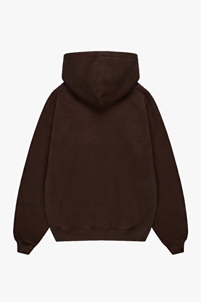 Sekizbiraltı Urban Legend Baskılı Kahverengi Oversize Unisex Hoodie