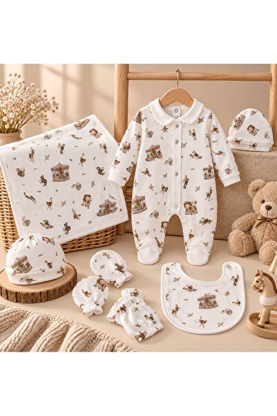 Baby day طقم مواليد 6 قطع من بنقشة الكاروسيل الكلاسيكية - ملابس حديثي الولادة...