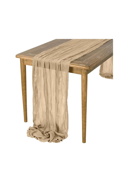 Meble OdNowa Covor rustic bej boho rotund pentru o masă delicată 90x300 cm