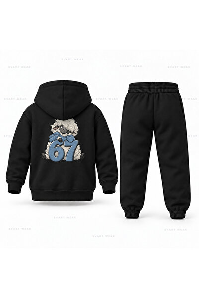 SVART WEAR طقم بدلة رياضية للأطفال من Six Seven 67 مطبوع عليه صورة خروف