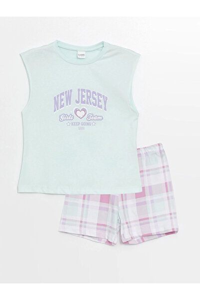 LC Waikiki Crew Neck Printed Girls' Shorts Pajama Set