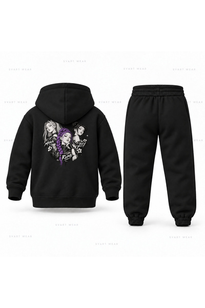 SVART WEAR طقم بدلة رياضية للأطفال مطبوع عليها KPop Demon Hunters Uclu Kalem
