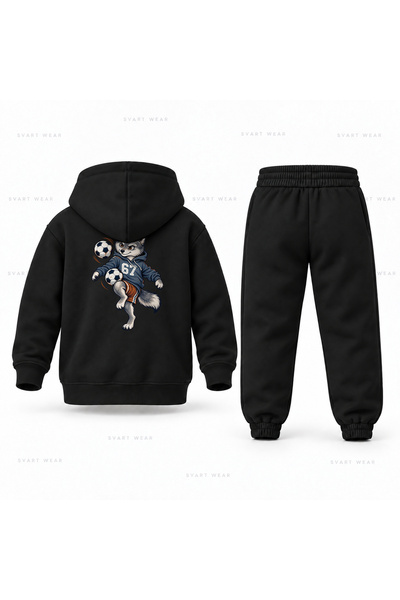 SVART WEAR Six Seven 67 Παιδικό Σετ Φόρμας με Κουκούλα με Στάμπα Κουτάβι Λύκου