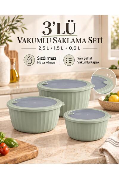 Okyanus Home Colesium Premium Vacuum Sealed Green Storage Container with Lid,...