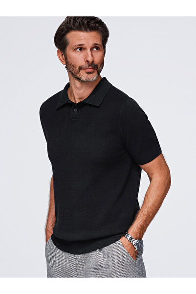 OMBRE Tricou bărbătesc, croială normală, mânecă scurtă Negru OM-POSS-0178