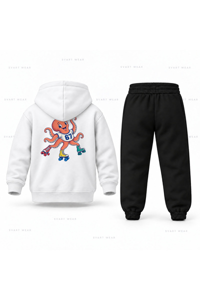 SVART WEAR طقم بدلة رياضية للأطفال مطبوع عليه Six Seven 67 Octopus Skate