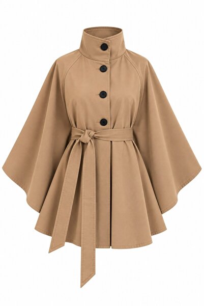 Laluvia Camel Kemerli Pelerin Trençkot - 3405