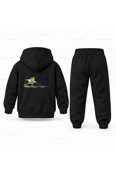 SVART WEAR Six Seven 67 Kurbaga Su Sekis Παιδικό Σετ Φόρμας με Κουκούλα με Στ...
