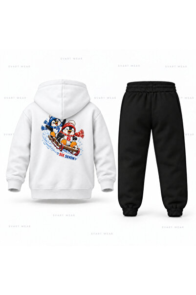 SVART WEAR طقم بدلة رياضية للأطفال مطبوع عليه Six Seven 67 Penguin Sled