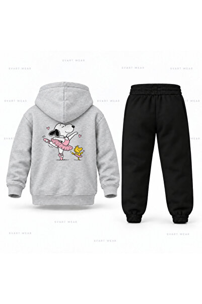 SVART WEAR Σετ παιδικής φόρμας με κουκούλα με στάμπα Snoopy Ballet