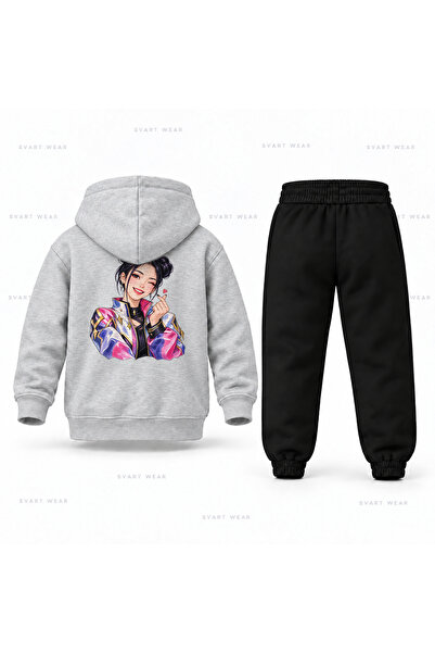 SVART WEAR طقم بدلة رياضية للأطفال مطبوع عليها KPop Demon Hunters Zoey Hearte...