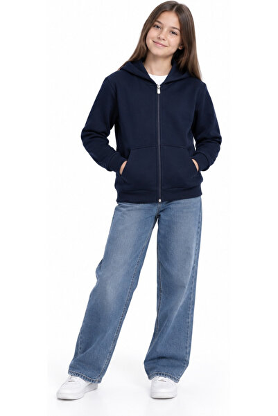 İrem Çocuk Giyim Girl'S/Boy's Solid Color Kangaroo Pocket Zipper Closure Hood...