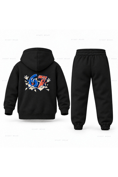 SVART WEAR Six Seven 67 Number Printed Παιδικό Σετ Φόρμας με Κουκούλα