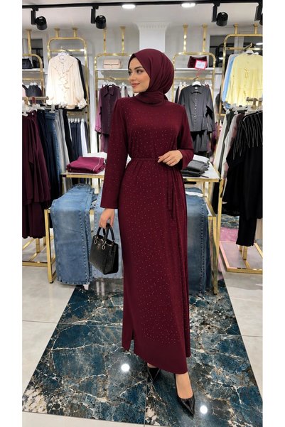 Butik Bordo Yeni Sezon Mevsimlik Elbise Modelimiz