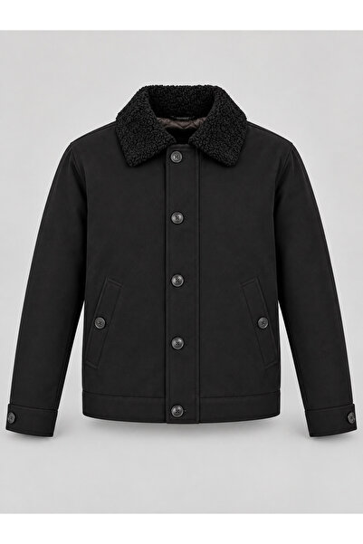 Danger Men's Fur Collar Quilted Coat Jacket Black 4322Dngr