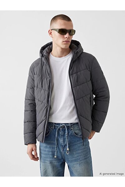 LC Waikiki Xside Anthracite Regular Fit Hooded Men's Puffer Jacket