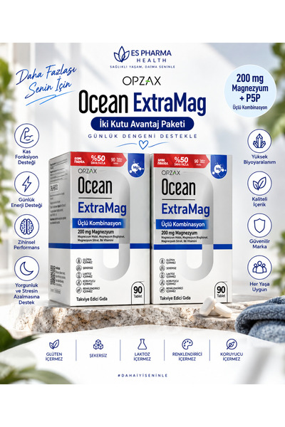 Ocean Plus Omega 3 50+50 Kapsül + ExtraMag Magnezyum 90+90 Tablet 2'li Set