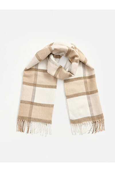LC Waikiki Vizyon New Season Beige Plaid Patterned Women's Scarf