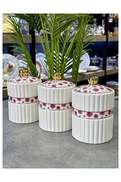 Doğudeko Porcelain 3-Piece Blossa Jar Set
