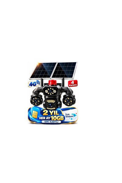 Midcom Hieasy 4K 80-GZ 8MP 4G Solar PTZ 4 Kamera 2 Yıl Aylık 10GB SIM Kartlı Güvenlik Sistemi